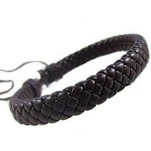 Armband Herr Unisex Äkta läder Brun Flätad