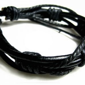 Armband Herr Unisex Äkta läder Svart