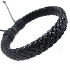 Armband Herr Unisex Äkta läder Svart Flätad