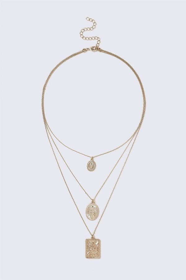 Gina Tricot 3 Coin Multirow Necklace Kaulakoru