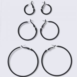 Gina Tricot Black Col Metal Hoop Multipack Korvakorut