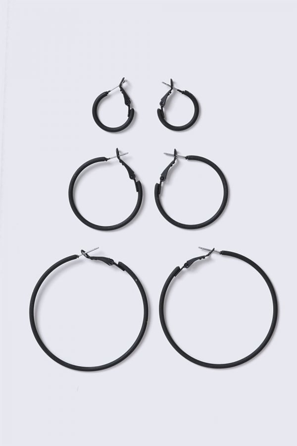 Gina Tricot Black Col Metal Hoop Multipack Korvakorut