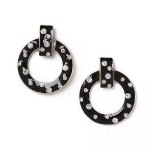 Gina Tricot Black Rhinestone Hoop Earrings Korvakorut