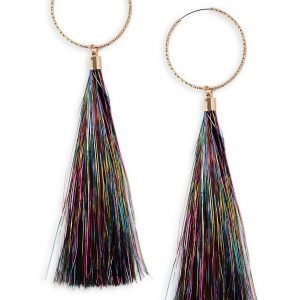 Gina Tricot Bright Pink Multi Tinsel Tassel Earrings Korvakorut