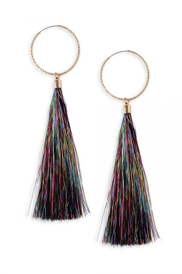 Gina Tricot Bright Pink Multi Tinsel Tassel Earrings Korvakorut