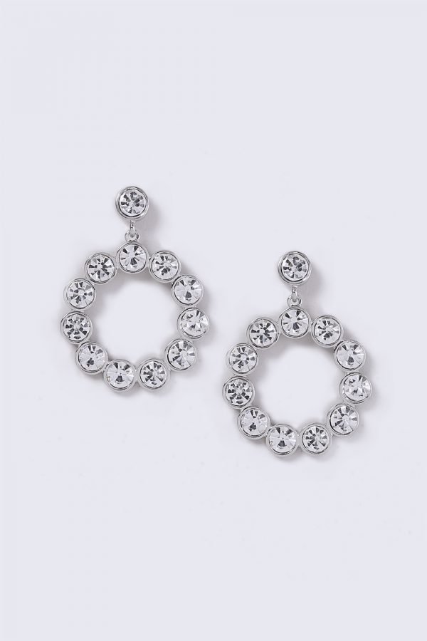 Gina Tricot Crystal Circle Drop Earrings Korvakorut