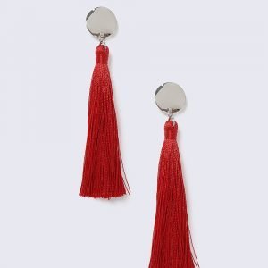 Gina Tricot Disc Red Tassel Earrings Korvakorut