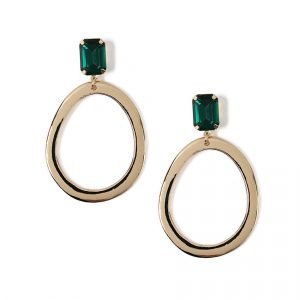 Gina Tricot Emerald Top Gold Hoop Earrings Korvakorut