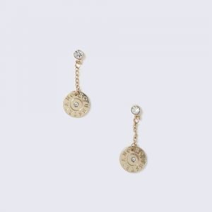 Gina Tricot Gold Chain Drop Rhinestone Earrings Korvakorut