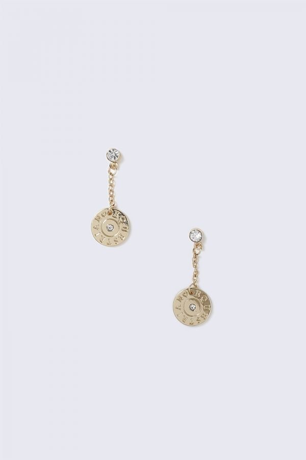 Gina Tricot Gold Chain Drop Rhinestone Earrings Korvakorut