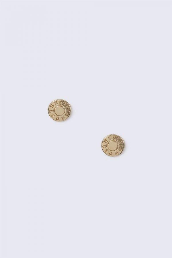Gina Tricot Gold Engraved Disk Stud Earrings Korvakorut