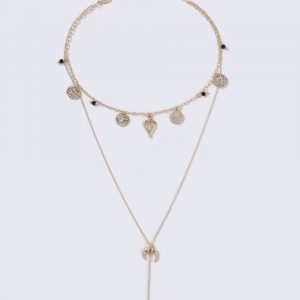 Gina Tricot Gold Look Charm Choker And Drop Kaulakoru