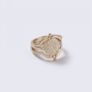 Gina Tricot Gold Look Coin Interlink Ring Sormus