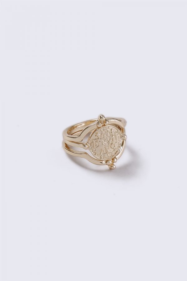 Gina Tricot Gold Look Coin Interlink Ring Sormus