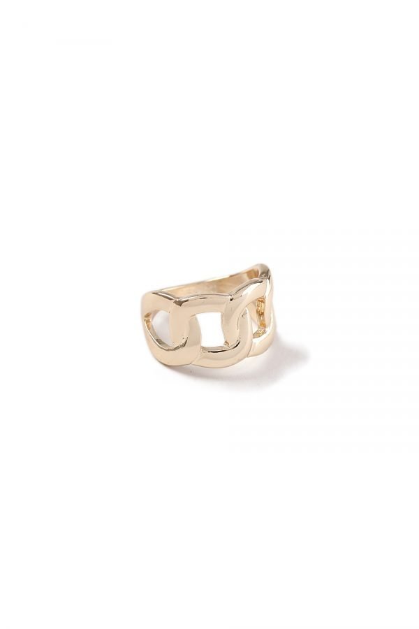 Gina Tricot Gold Look Curb Chain Chunky Ring Sormus