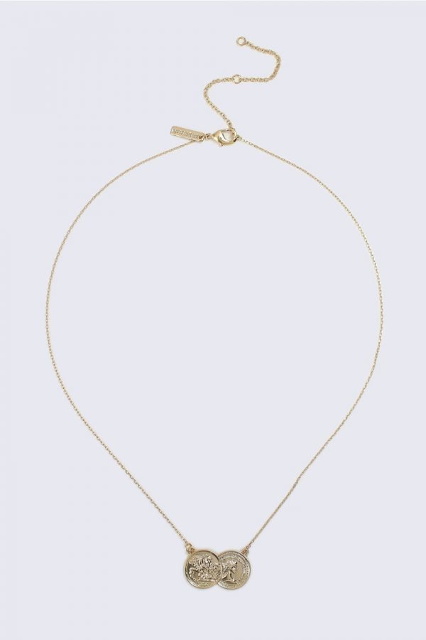 Gina Tricot Gold Look Double Coin Ditsy Necklace Kaulakoru