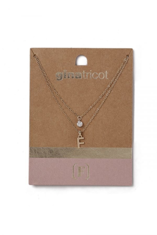 Gina Tricot Gold Look F Initial Ditsy Necklace Kaulakoru