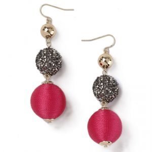 Gina Tricot Gold Look Fuschia Drop Earrings Korvakorut