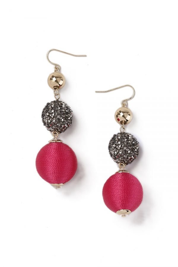 Gina Tricot Gold Look Fuschia Drop Earrings Korvakorut