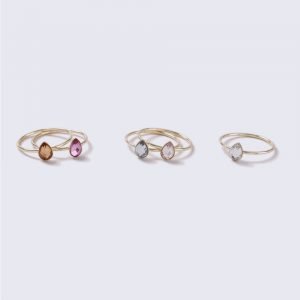 Gina Tricot Gold Look Heart Enamel Ring Pack Sormus