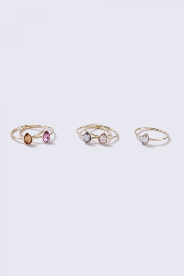 Gina Tricot Gold Look Heart Enamel Ring Pack Sormus