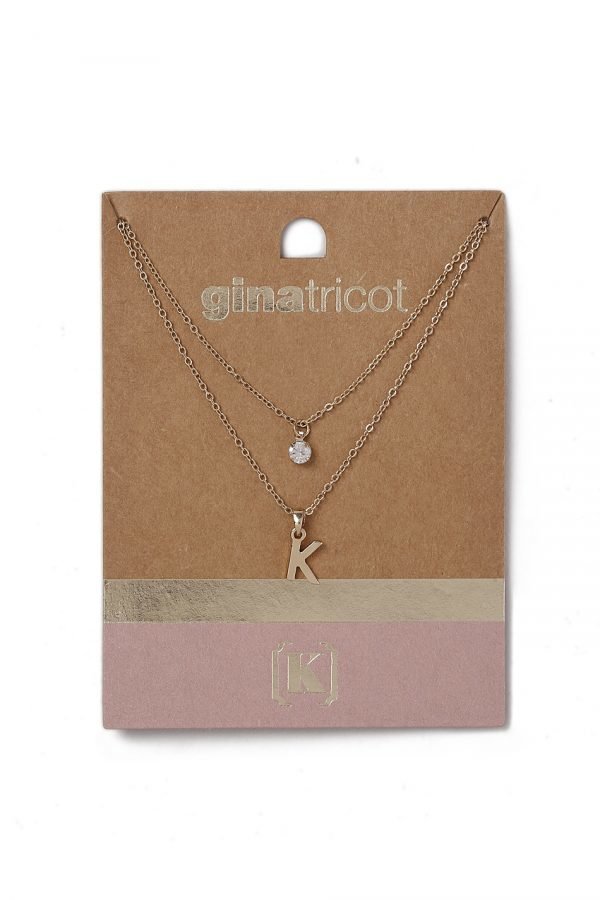 Gina Tricot Gold Look K Initial Ditsy Necklace Kaulakoru