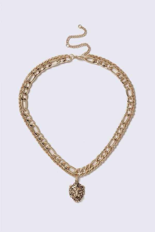 Gina Tricot Gold Look Lion Pendant Necklace Kaulakoru