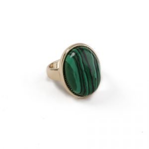 Gina Tricot Gold Look Malachite Ring Sormus