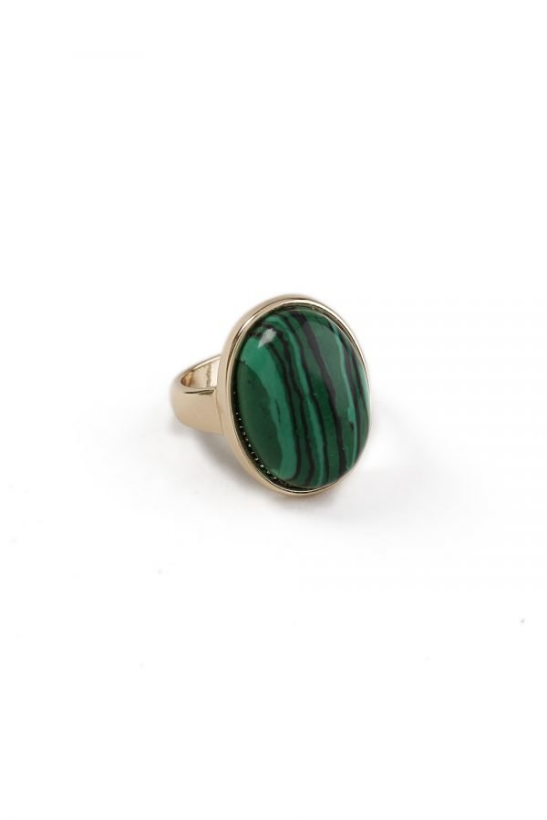 Gina Tricot Gold Look Malachite Ring Sormus