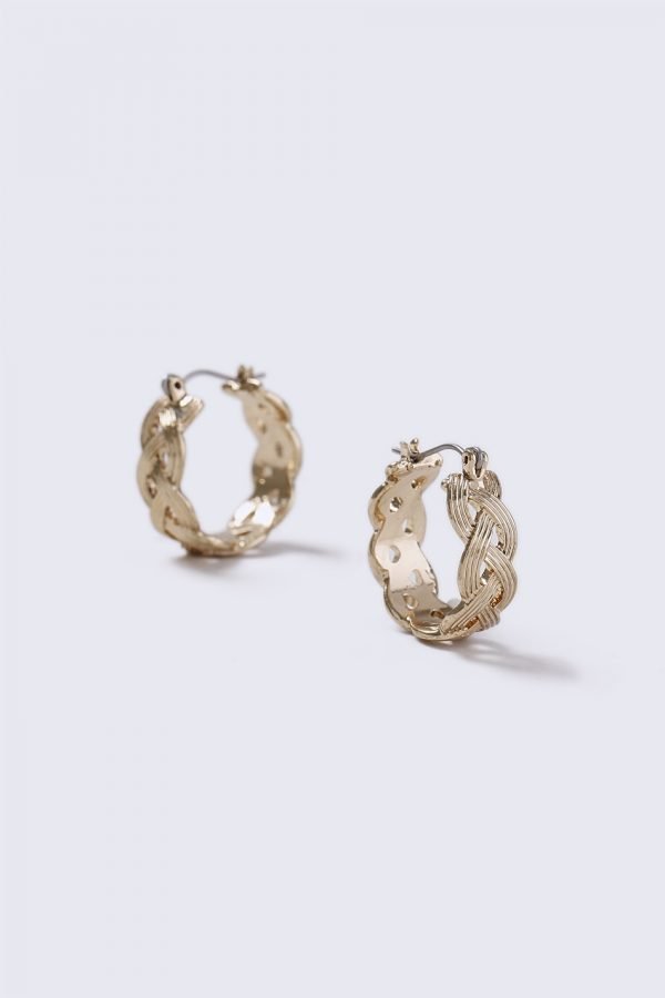 Gina Tricot Gold Look Mini Plait Hoop Earrings Korvakorut