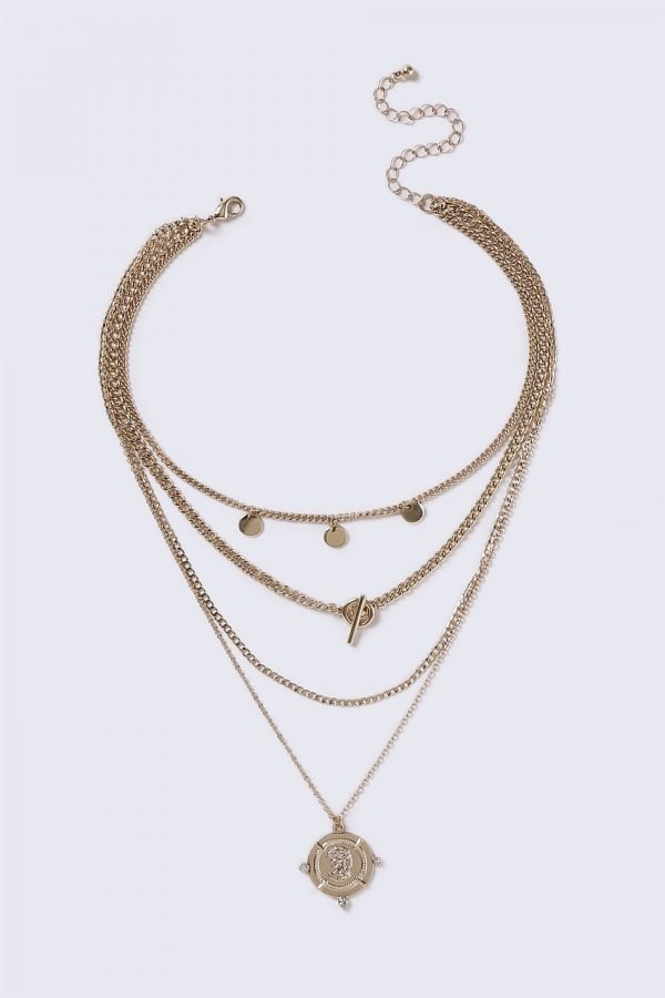 Gina Tricot Gold Look Multi Coin Necklace Kaulakoru