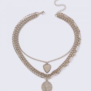 Gina Tricot Gold Look Multirow Coin Necklace Kaulakoru
