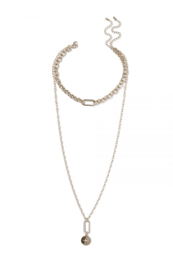 Gina Tricot Gold Look Multirow Necklace Kaulakoru