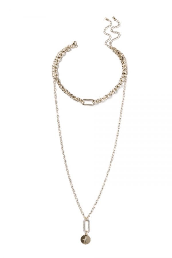 Gina Tricot Gold Look Multirow Necklace Kaulakoru