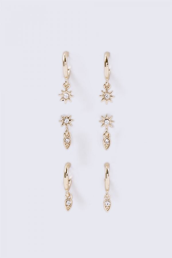 Gina Tricot Gold Look Star Hoop Earrings Pack Korvakorut