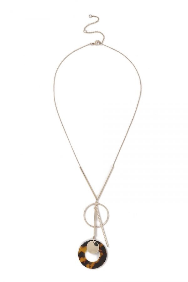 Gina Tricot Gold Look Tort Circle Stick Necklace Kaulakoru