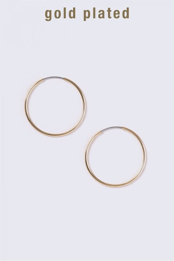 Gina Tricot Gold Plated Medium Thin Hoop Earrings Korvakorut