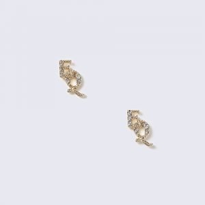 Gina Tricot Gold Rhinestone Eq Stud Earrings Korvakorut