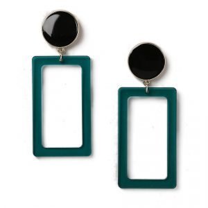 Gina Tricot Green Resin Rectangle Earrings Korvakorut