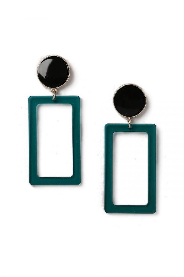 Gina Tricot Green Resin Rectangle Earrings Korvakorut