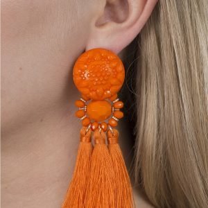 Gina Tricot Orange Beaded Tassel Earrings Korvakorut