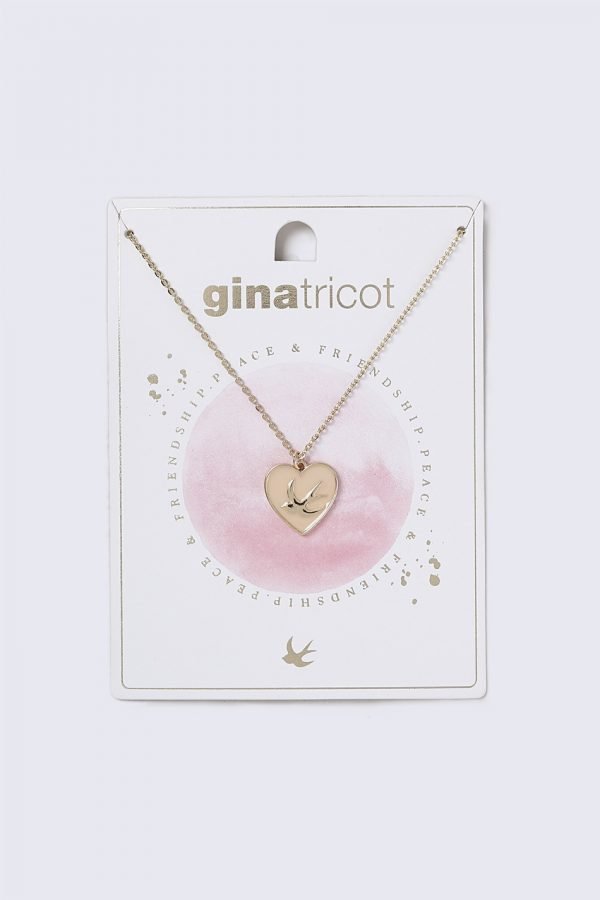 Gina Tricot Peace And Friendship Bird Heart Necklace Kaulakoru