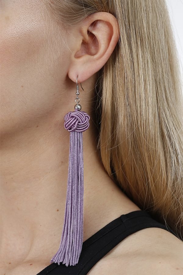 Gina Tricot Purple Knot Tassel Earrings Korvakorut