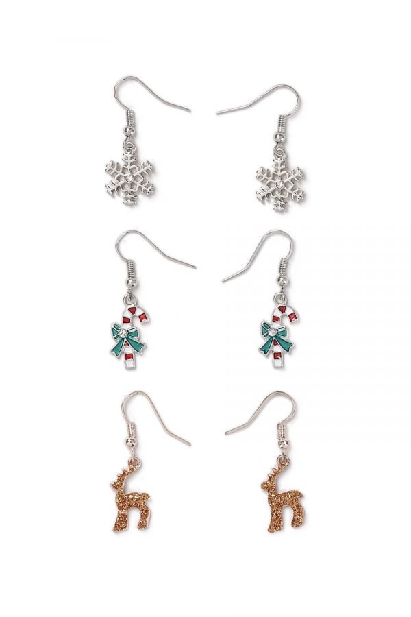 Gina Tricot Red Multi Reindeer Charm Drop Earrings Pack Korvakorut