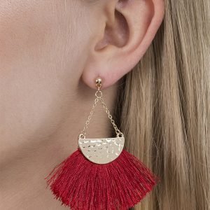 Gina Tricot Red Triangle Tassel Earrings Korvakorut