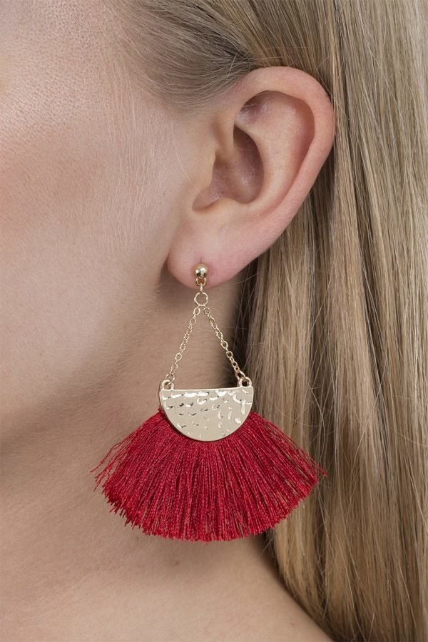Gina Tricot Red Triangle Tassel Earrings Korvakorut