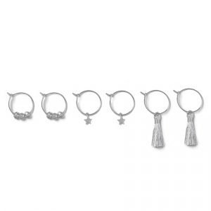 Gina Tricot Rhodium Charm Multipack Earrings Korvakorut