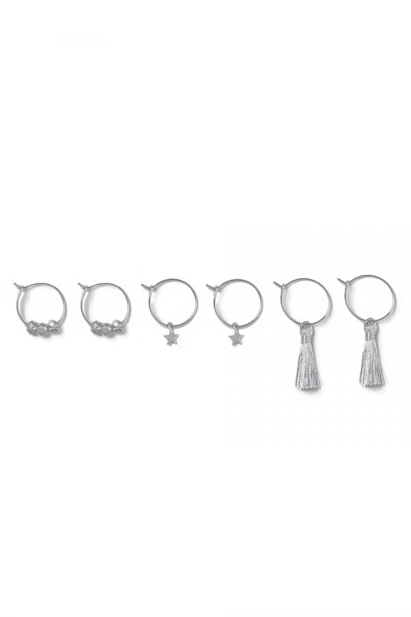 Gina Tricot Rhodium Charm Multipack Earrings Korvakorut