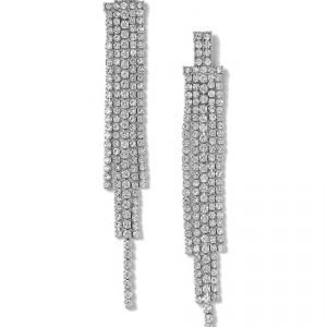 Gina Tricot Rhodium Drop Rhinestone Earrings Korvakorut