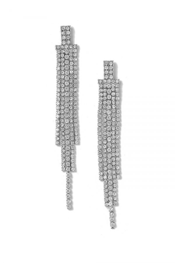 Gina Tricot Rhodium Drop Rhinestone Earrings Korvakorut